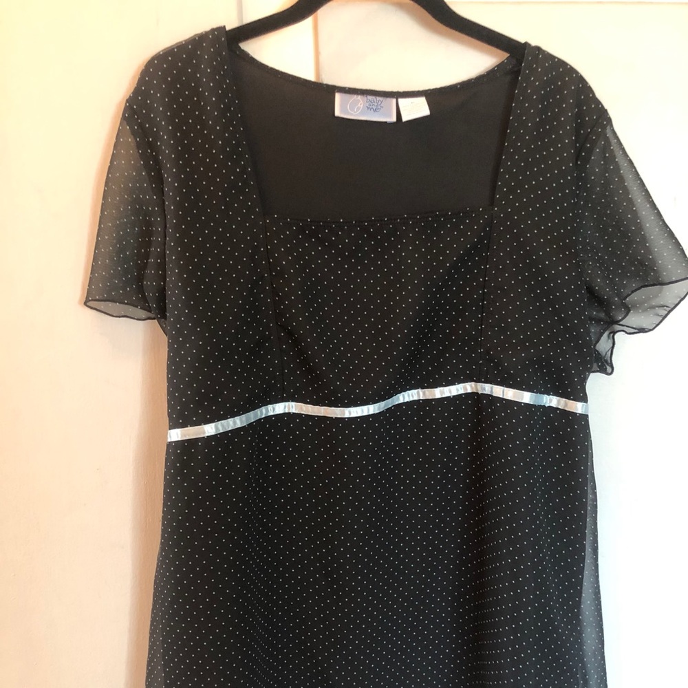 Maternity black with blue dots blouse